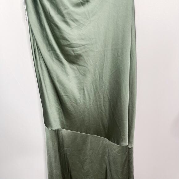 Significant Other US Size 10 Fern Green Olinda Dress Maxi One Shoulder Draping - Picture 4 of 16